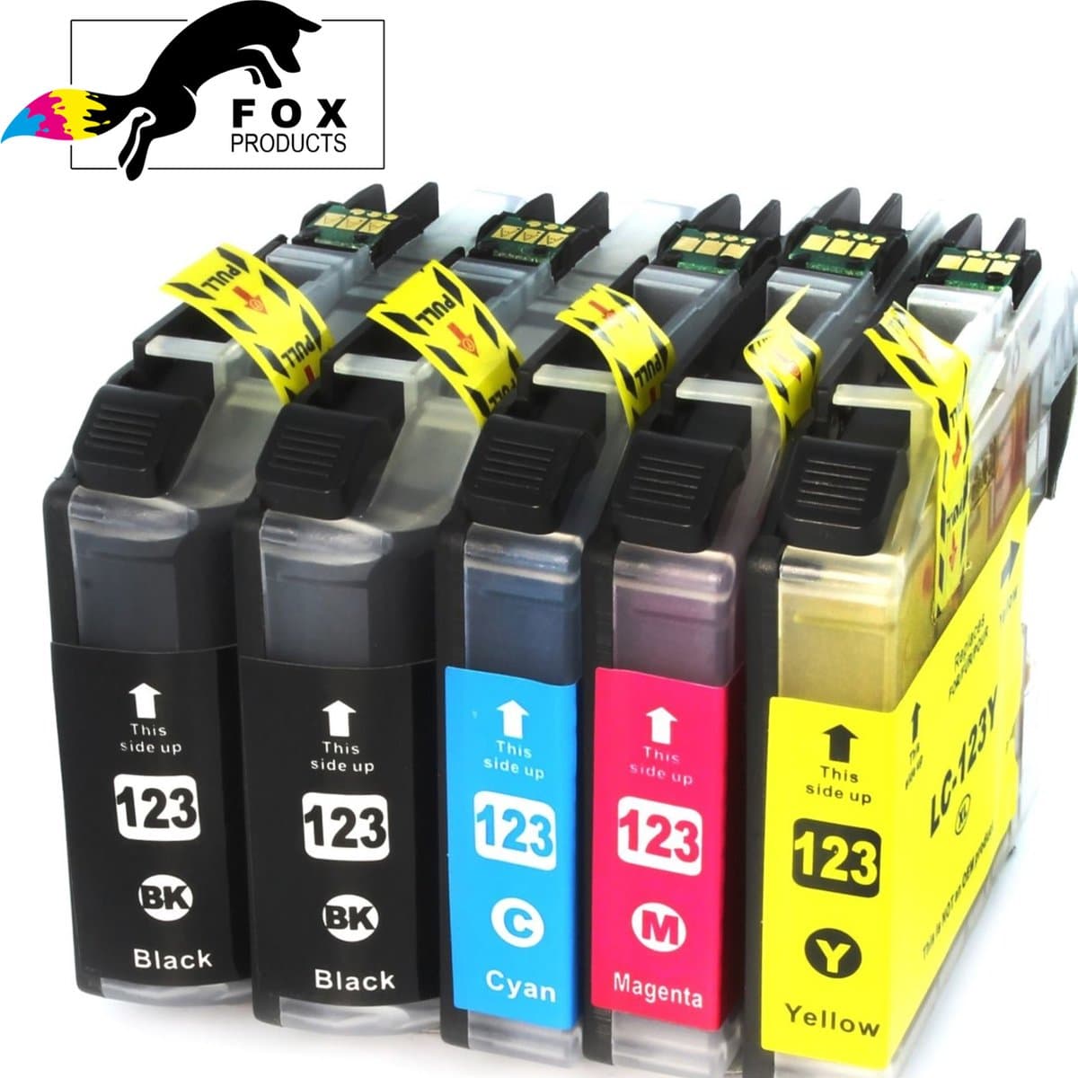 FoxProducts® LC123XL LC-123 123XL - 5 cartridge geschikt voor brother - DCP-J132W, DCP-J172W, DCP-J152W, DCP-J552DW, DCP-J752DW, DCP-J4110DW, MFC-J4410DW, MFC-J4510DW, MFC-J4610DW, MFC-J470DW, MFC-J4710DW, MFC-J650DW