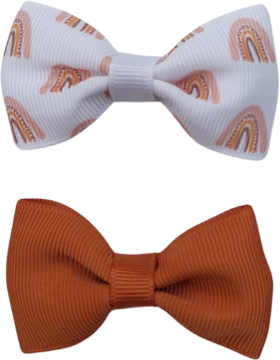Baby haarspeldje met strikje - Rainbow sparkle