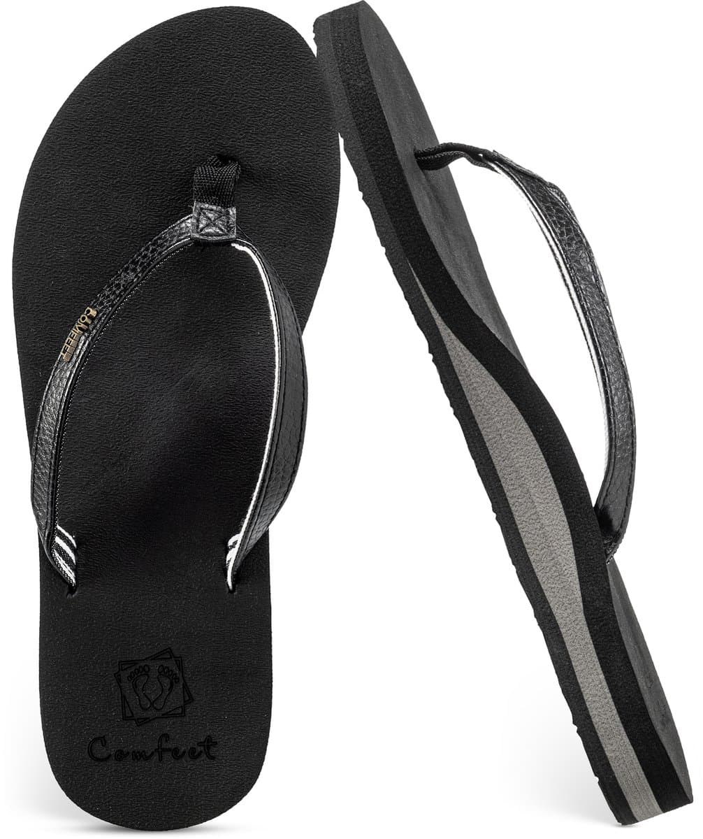 Slippers Dames - Sandalen - Zwart - Maat 39 - Comfeet