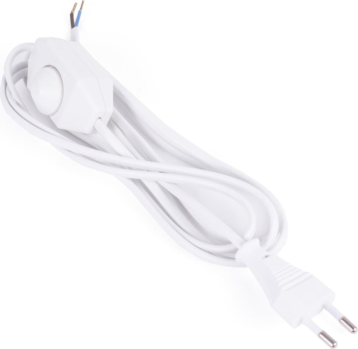 Benson Stroomsnoer met vloerdimmer - wit - 2 meter - led geschikt - CE keurmerk