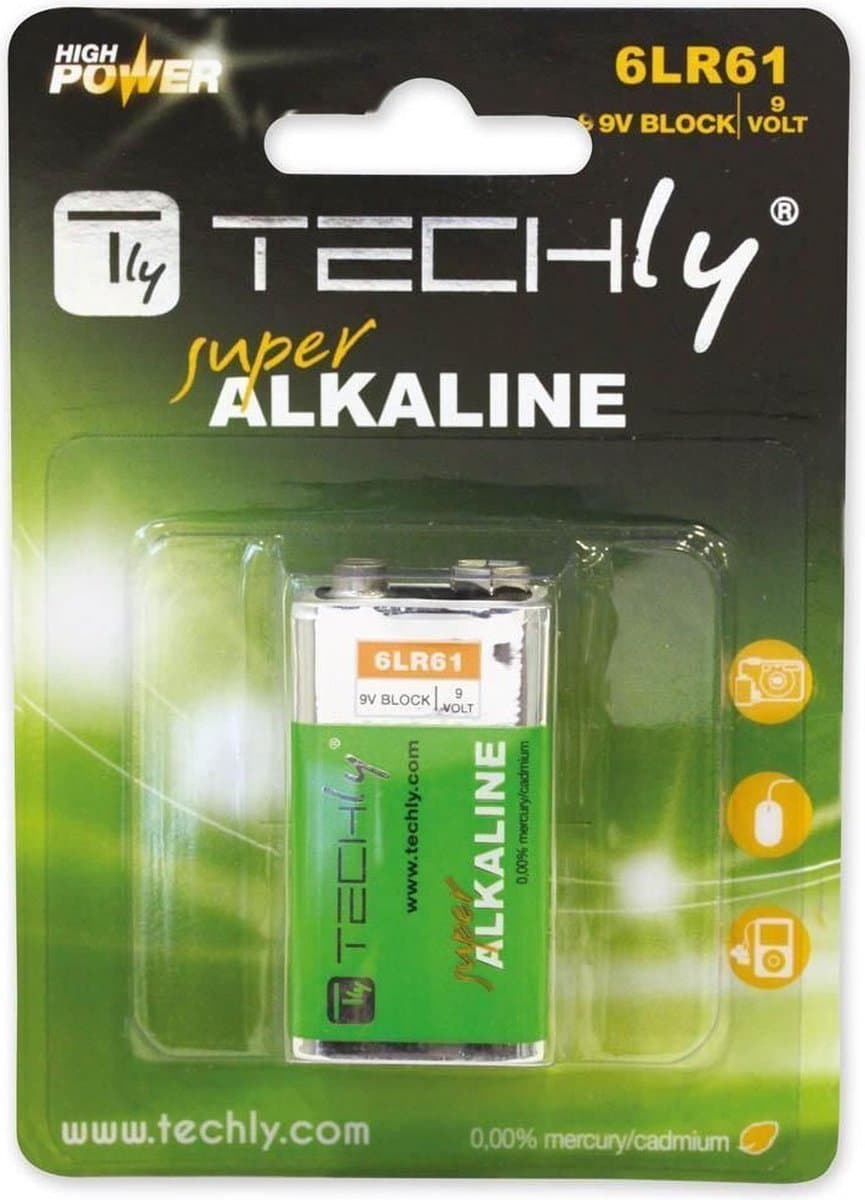 Techly 6LR61 9V Alkaline 9V niet-oplaadbare batterij