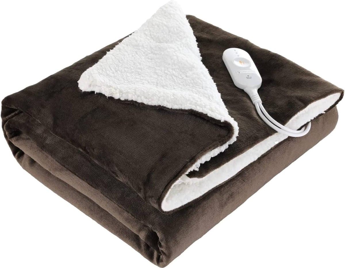 Winter Elektrische Deken Warm Bed Heater 3 temperatuurniveaus flanel Elektrische Verwarming Deken Beveiliging Warmer Tapijt Heater Pad:,bruin,130x180cm - Bruin