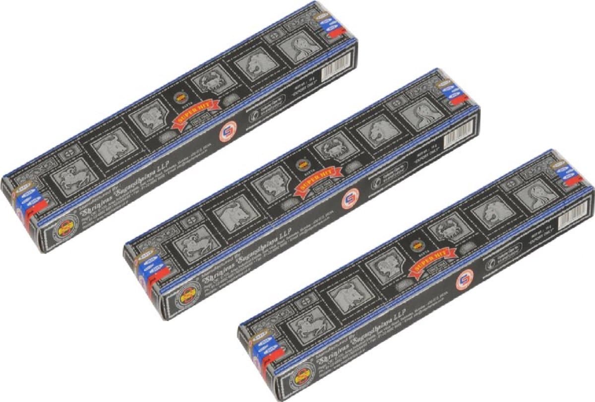 Satya Nag Champa Superhit - wierook stokjes - 3 doosjes van 15gr.