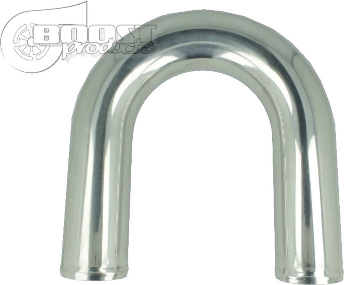 Aluminium bocht 180° met een diameter van 54 mm, doorn gebogen, gepolijst