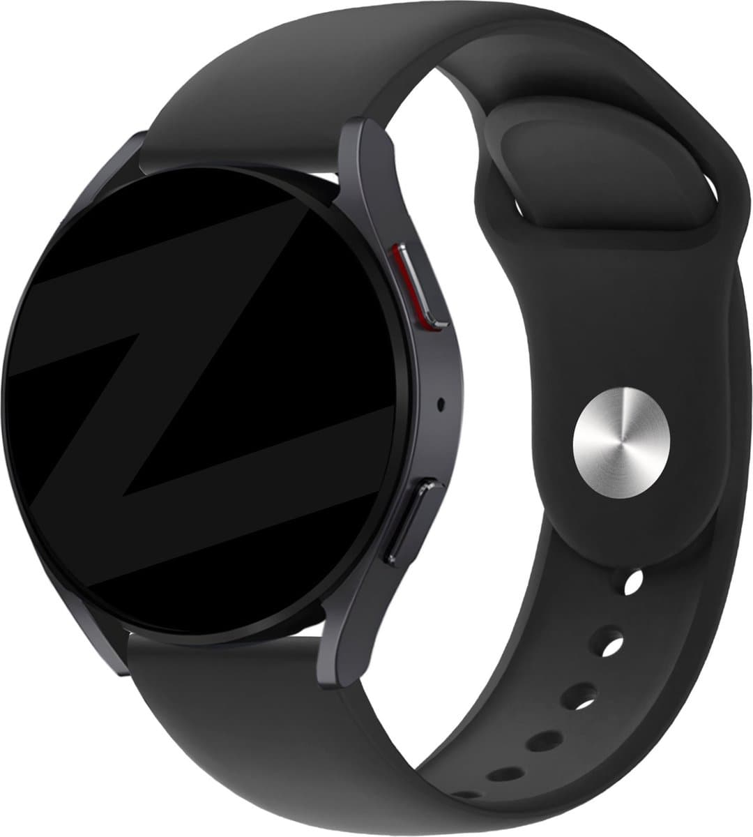 Bandz universeel 22mm sport band 'Deluxe' geschikt voor Samsung Galaxy Watch 3 45mm / Watch 1 46mm / Gear S3 - Polar Vantage M / M2 / Grit X - Huawei Watch GT 1/2/3/4 46mm / GT 5 (Pro) (46mm) / GT 2 Pro - Hoogwaardig siliconen materiaal - zwart