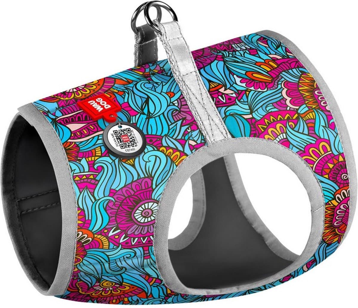 WAUDOG Summer Harnas / Hondentuigje - Polyester - Reflecterend - Gratis QR tag - XS2 - Borstomtrek: 28 - 31 cm - Nekomtrek: 20 - 22 cm (GELIEVE ALVORENS BESTELLEN OPMETEN)