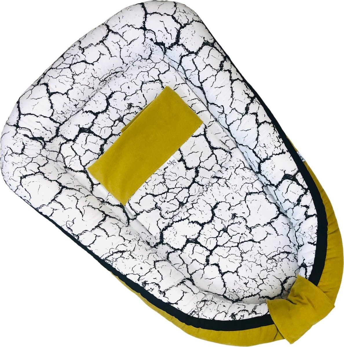 Babynestje Mauties Mama - Marble oker rib - Maat M - Handgemaakt in Nederland