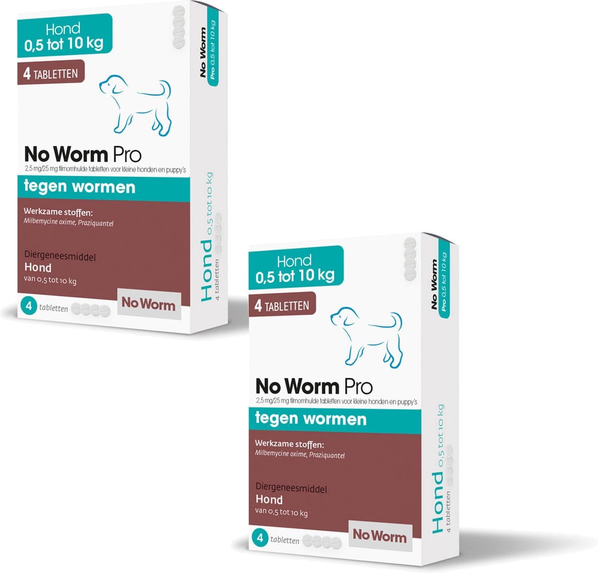 No Worm Pro Hond-S - Anti wormenmiddel - 2 x Small Vanaf 0.5 Kg Vanaf 2 Weken