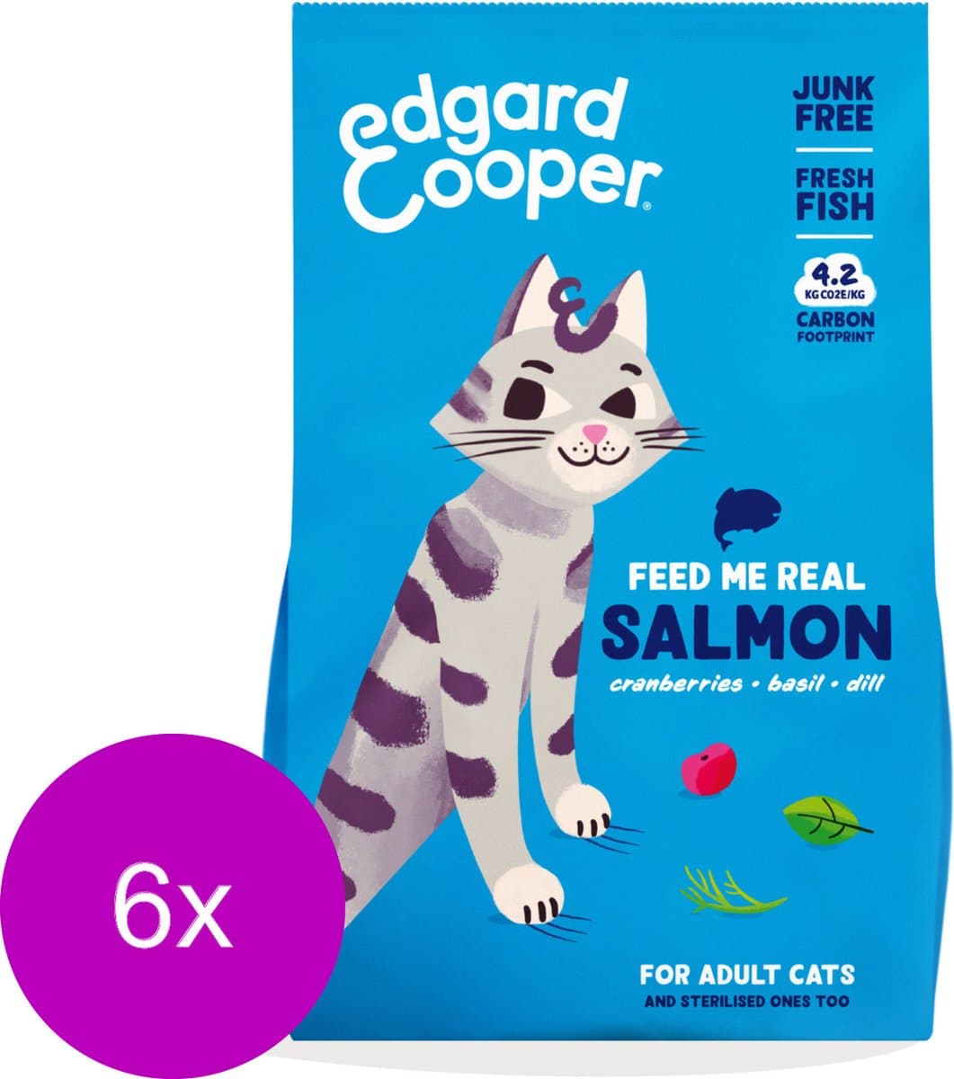6x Edgard & Cooper Kattenvoer Adult Zalm 325 gr
