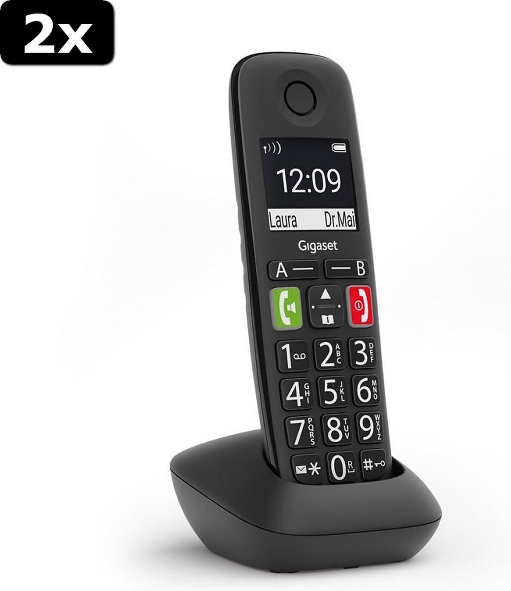 2x Gigaset E290HX DECT Telefoon Zwart SET voor UITBREIDING Dus geen centrale puur extra handsets met opladers.