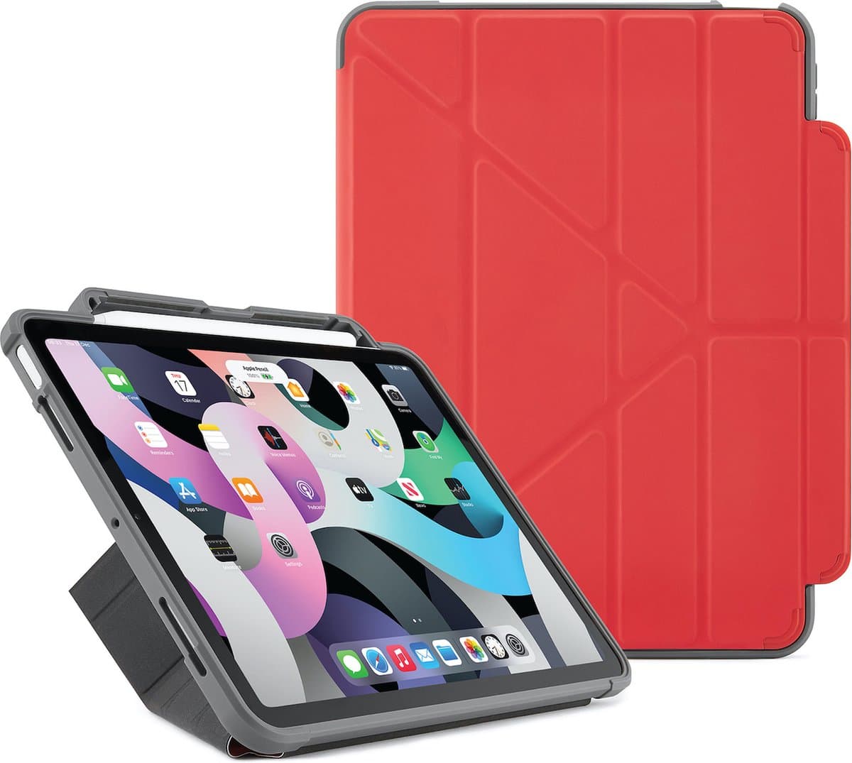 Pipetto Shield Pencil Origami iPad Air 2022 / 2020 10,9 hoesje Rood