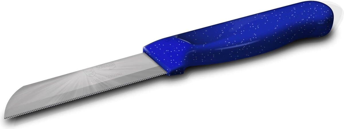Solingen Kartelmes – Tomatenmes met Kartel – Robuust Handvat – RVS – 18,5 cm met Blade Cover – Blauw Glitter