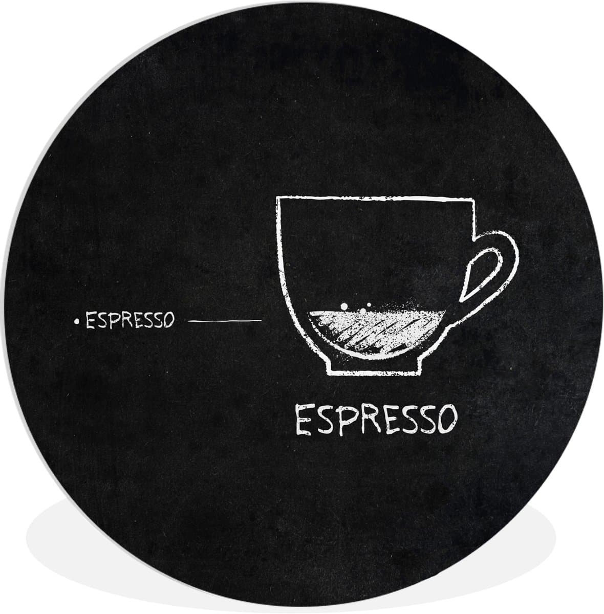 WallCircle® Wandcirkel 30x30 cm - Muurcirkel Espresso - Quotes - Retro - Koffie - Tekst - Muurdecoratie woonkamer - Wanddecoratie slaapkamer - Kamer decoratie accessoires - Ronde schilderijen