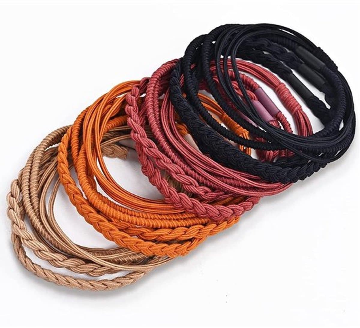 - Haarbanden - Elastische Haaraccessoires - Voor Dikk Haar en Lang Haar - Boho Stijl - Geschikt voor Krullend Haar - 16-delige Set - Divers...