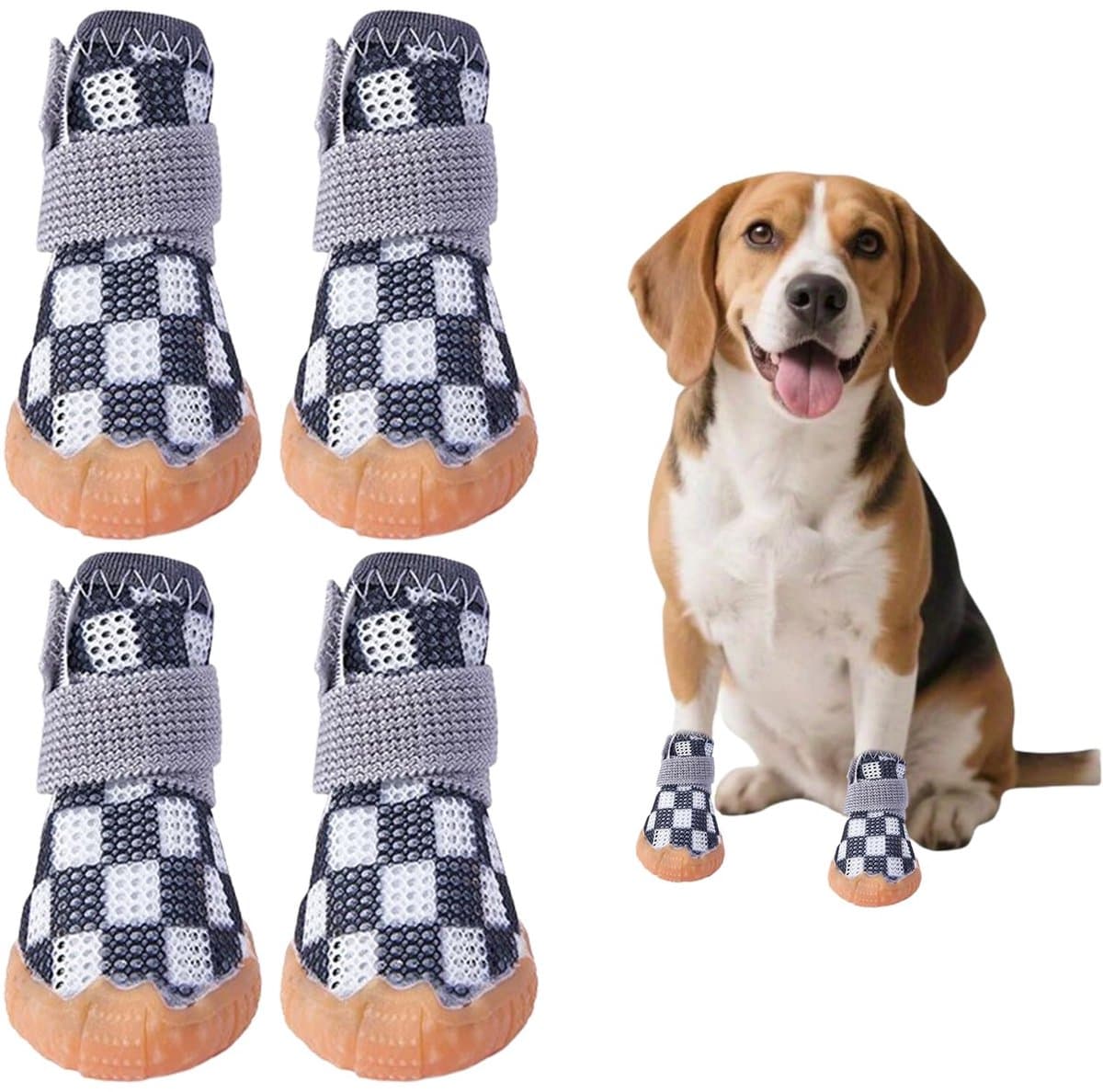 Dailygoods- Hondenschoenen Pootbescherming - Ademend Mesh - Antislip Rubberen Zool - 4 Stuks - Voor Kleine Honden - Verstelbare Klittenbandsluiting - Hondenlaarzen
