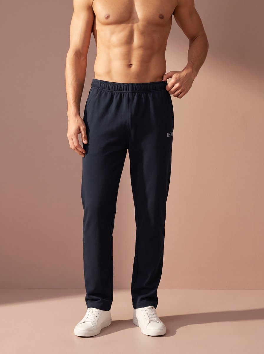 Sjeng Sports AUCKLAND LONG Sportbroek Mannen - Tennis Extra Lange Broek Mannen - Dark Blue - Maat: M - 64% polyester, 31% katoen, 5% elastaan, French terry