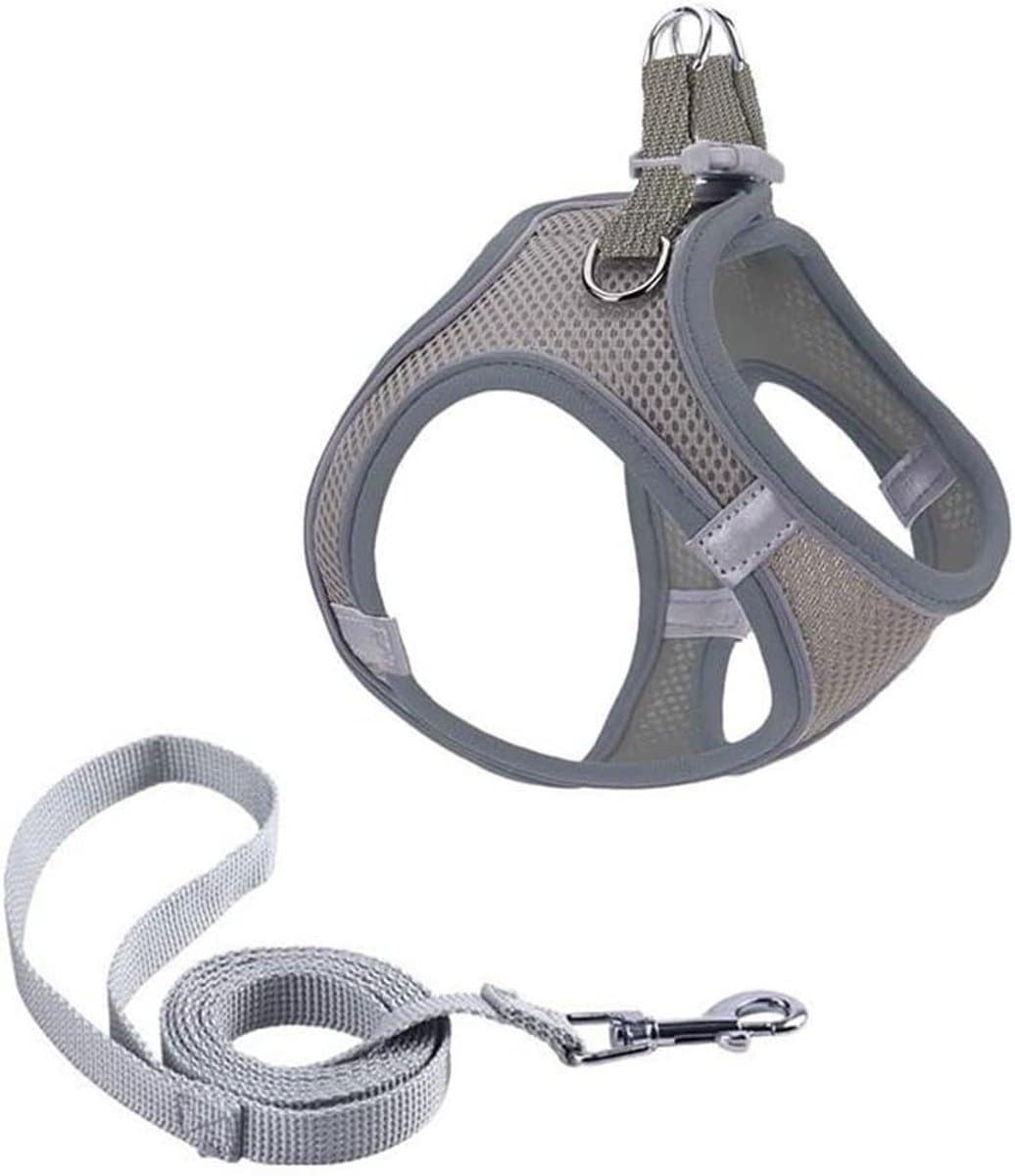 Huisdier Borstband - Harnas Hond Kat - Veilig Uitlaten - Reflecterend Ademend Mesh - Maat S - Grijs