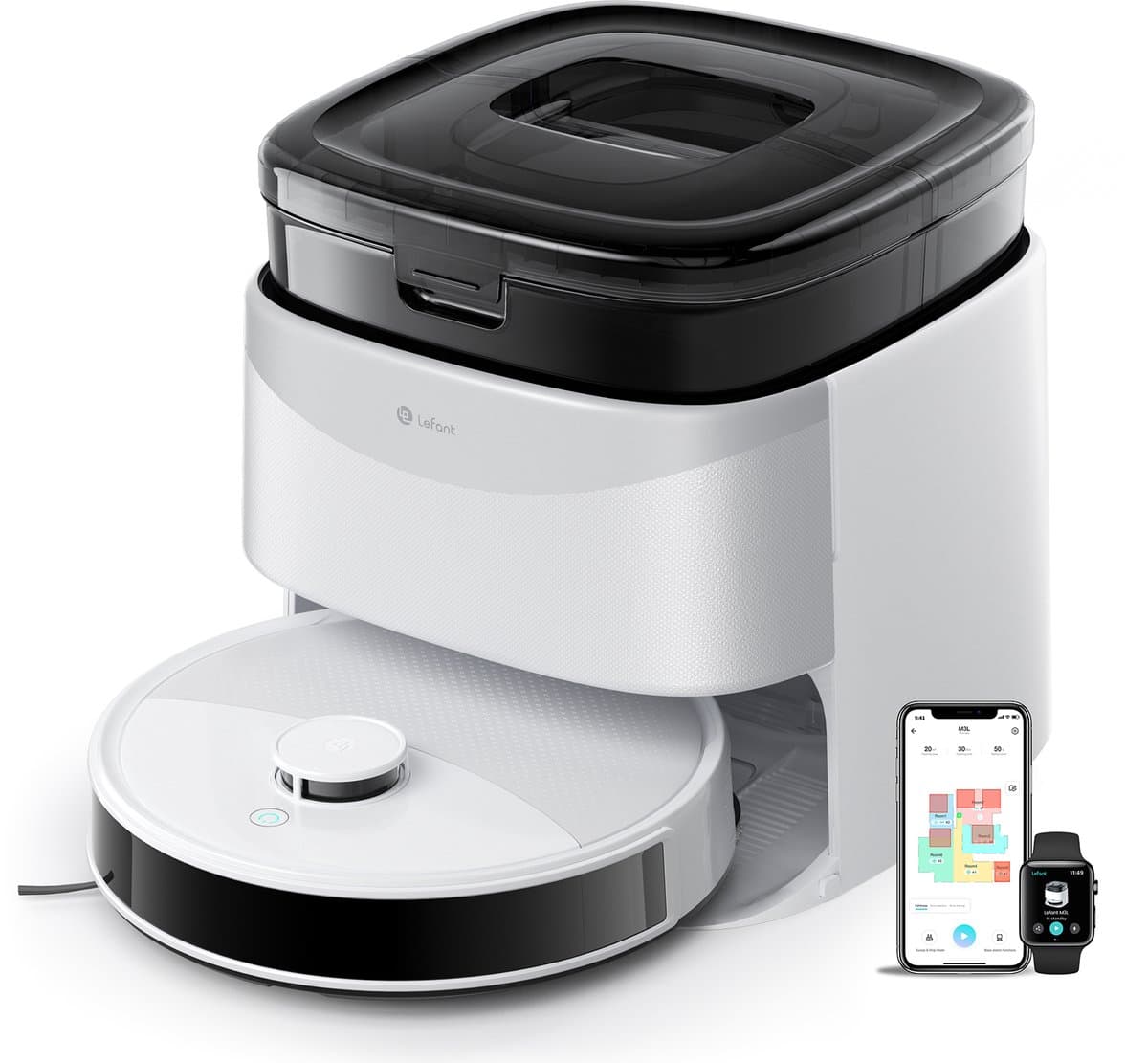 LEFANT M3L robotstofzuiger met alles-in-één oplaadstation 12000Pa