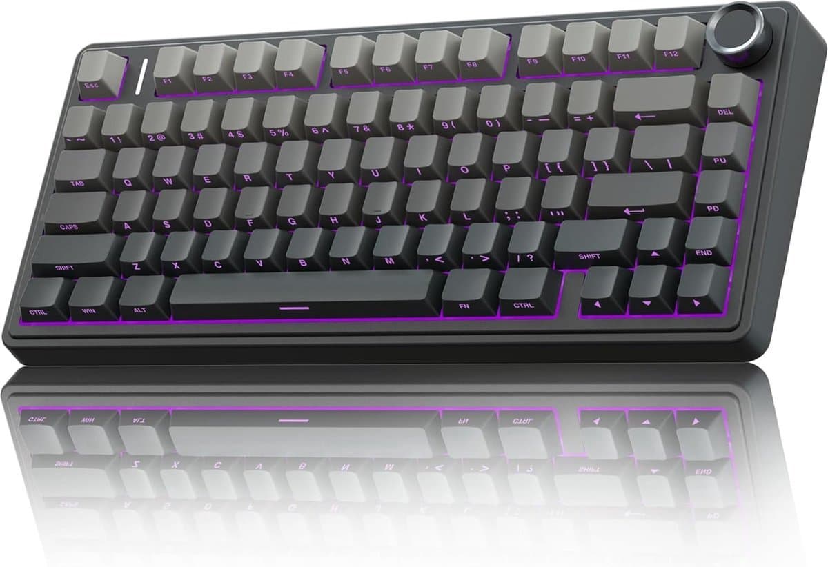 AULA F75 Pro - Draadloze Gaming Toetsenbord - Mechanisch Toetsenbord - 75% Hot-Swappable Custom Toetsenbord Met Draaiknop - 2,4 GHz/USB-C/BT5.0 Mechanisch Gamingtoetsenbord - Zeerif Zwart