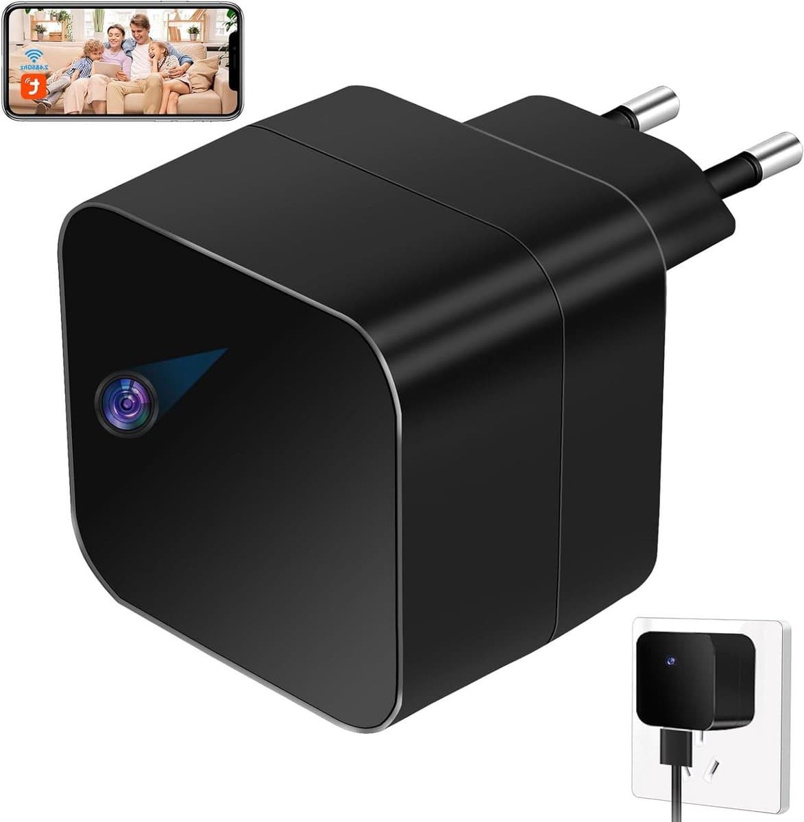 Verborgen Camera Wifi - Mini Spionagecamera - Thuis Bewaken - Met Bewegingsdetectie - HD 1080p - Wit