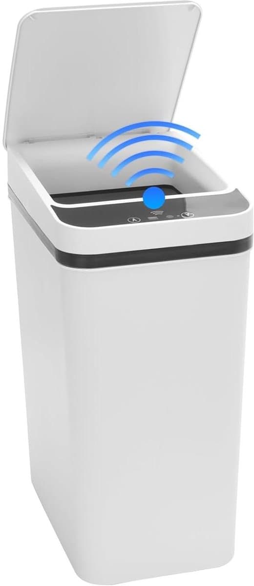 Sensor Vuilnisbak - Prullenbak Met Sensor - Hygiënisch Afval Weggooien - Automatische Deksel - 8 Liter - Wit