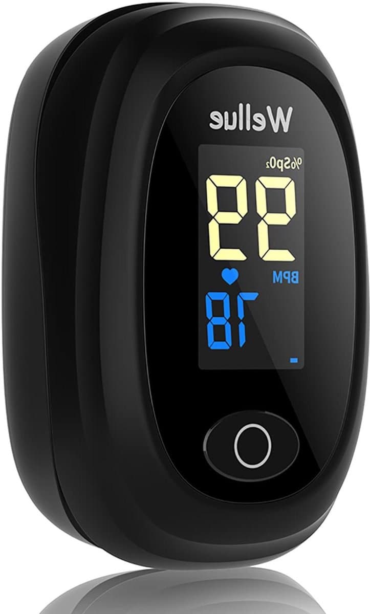 Vingertop Pulsoximeter - Zuurstofmeter Hartslag - Gezondheid Monitoren - Alarm bij Afwijking - 9.5 x 7.3 x 4.2 cm - Zwart