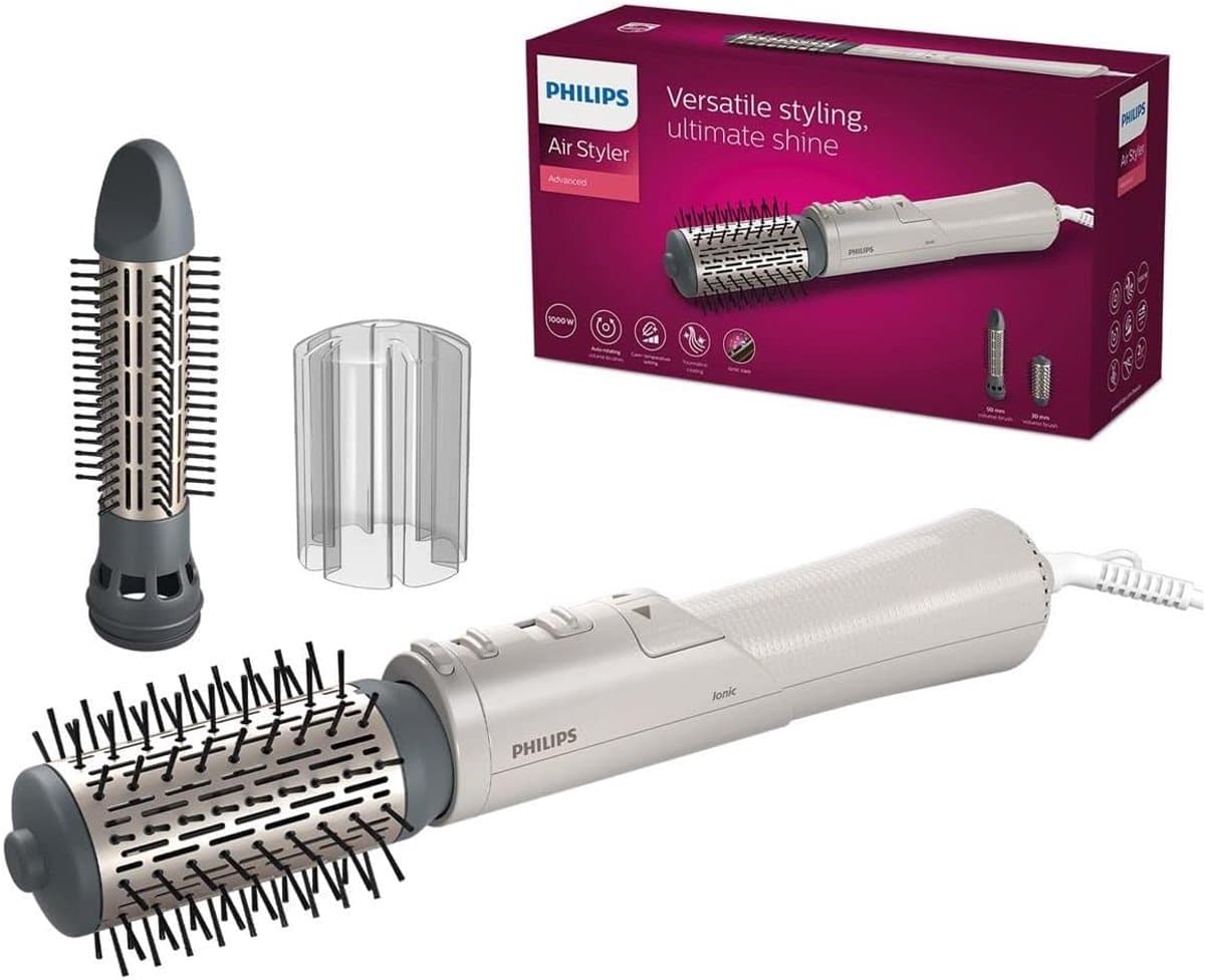 Philips 7000 serie keramische föhnborstel met 2 stylingaccessoires - wit - BHA710/00