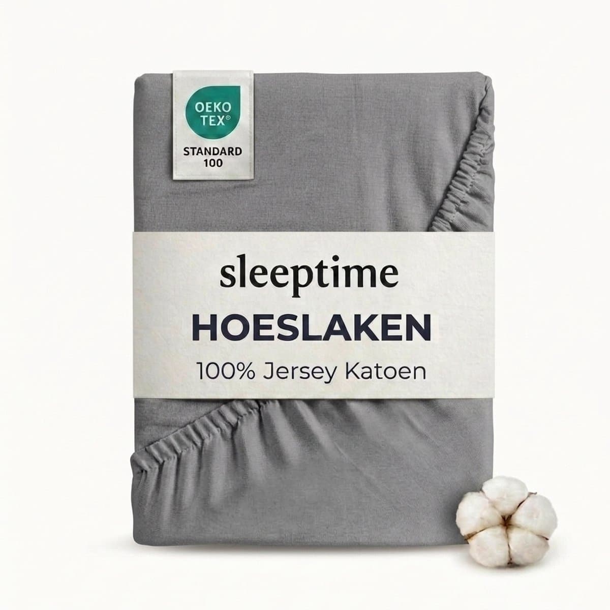 Sleeptime Jersey Stretch Hoeslaken - 100% Katoen - 140x200 - Grijs