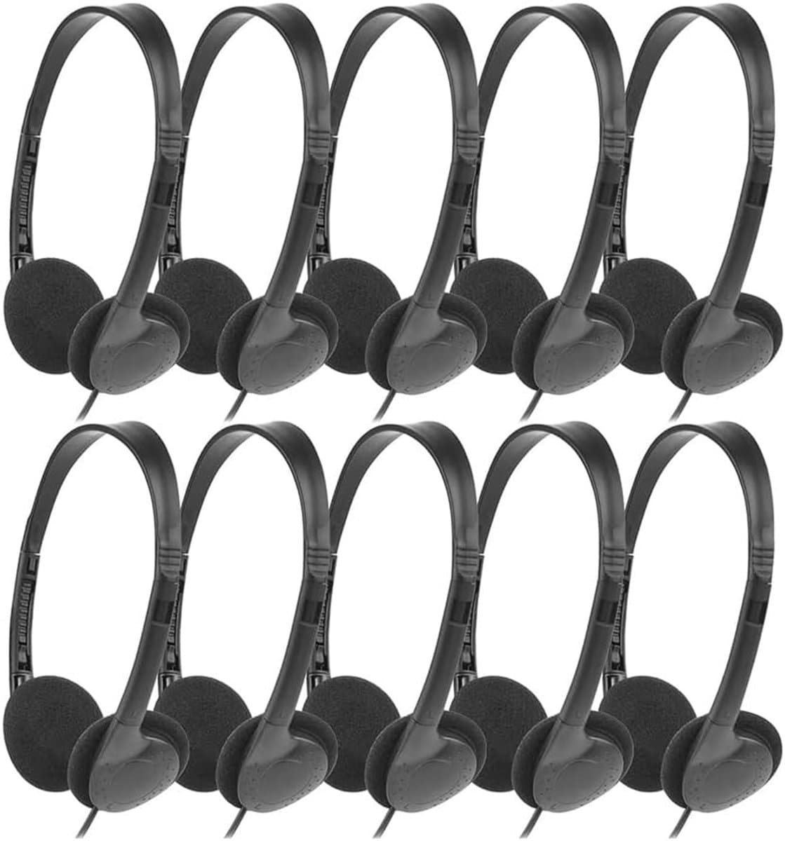 Oordopjes Set - Headsets Kinderen - Klassikaal Leren - Bulkverpakking 10 Stuks - 28x20x8 cm - Zwart