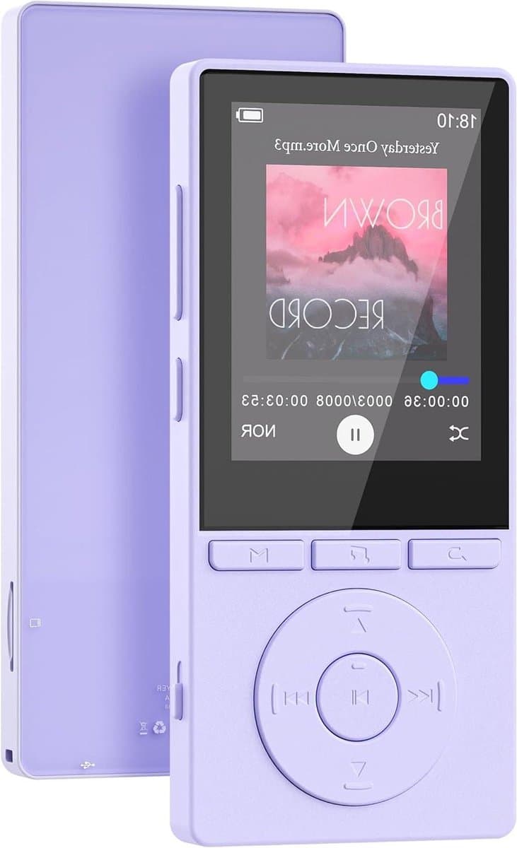 MP3-speler - Muziekspeler - Sport en Reizen - Ingebouwde Luidspreker - 64 GB Opslag - Paars
