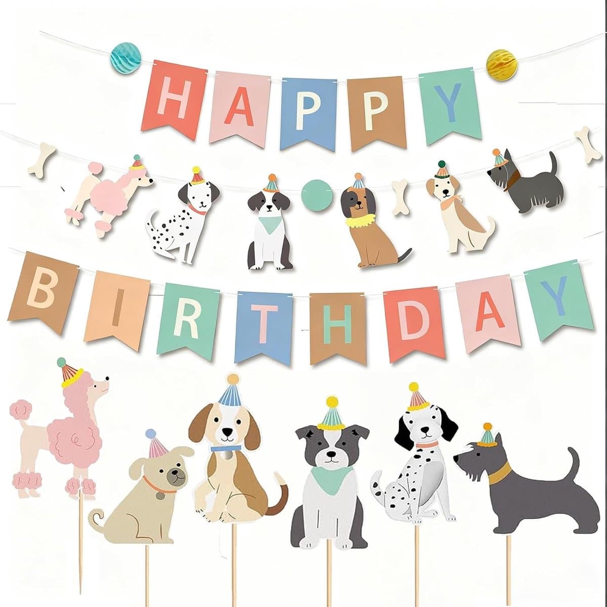 Verjaardagsbanner voor Honden, Herbruikbare Feestdecoratie, Elegante Pet Party Versiering voor Dierenliefhebbers