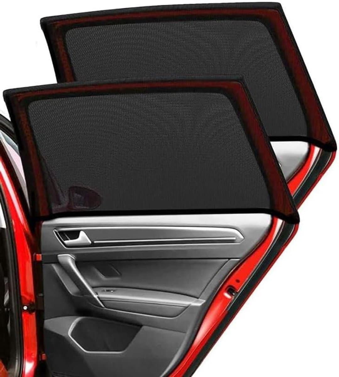 Autozonnescherm Ramen - Raamdecoratie Auto - Bescherming Kinderen - UV Blokkerend Mesh - Set van 2 - Zwart