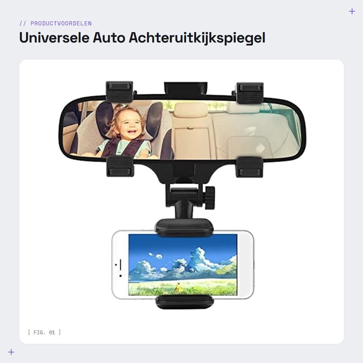 Dailygoods- Telefoonhouder 360 Graden Draaibaar - Beugel voor Auto - Verstelbare Armklem - Geschikt voor Smartphone - Stevige Bevestiging - Voor Spiegelhoogte 51-76 mm - Autohouder