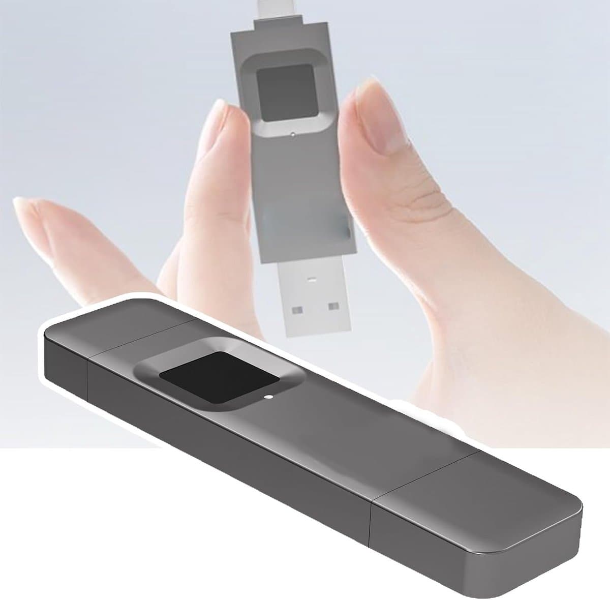 Snelle USB Stick - Geheugenstick Dataopslag - Veilige Back-ups Maken - Vingerafdruk Codering - 256 GB - Grijs