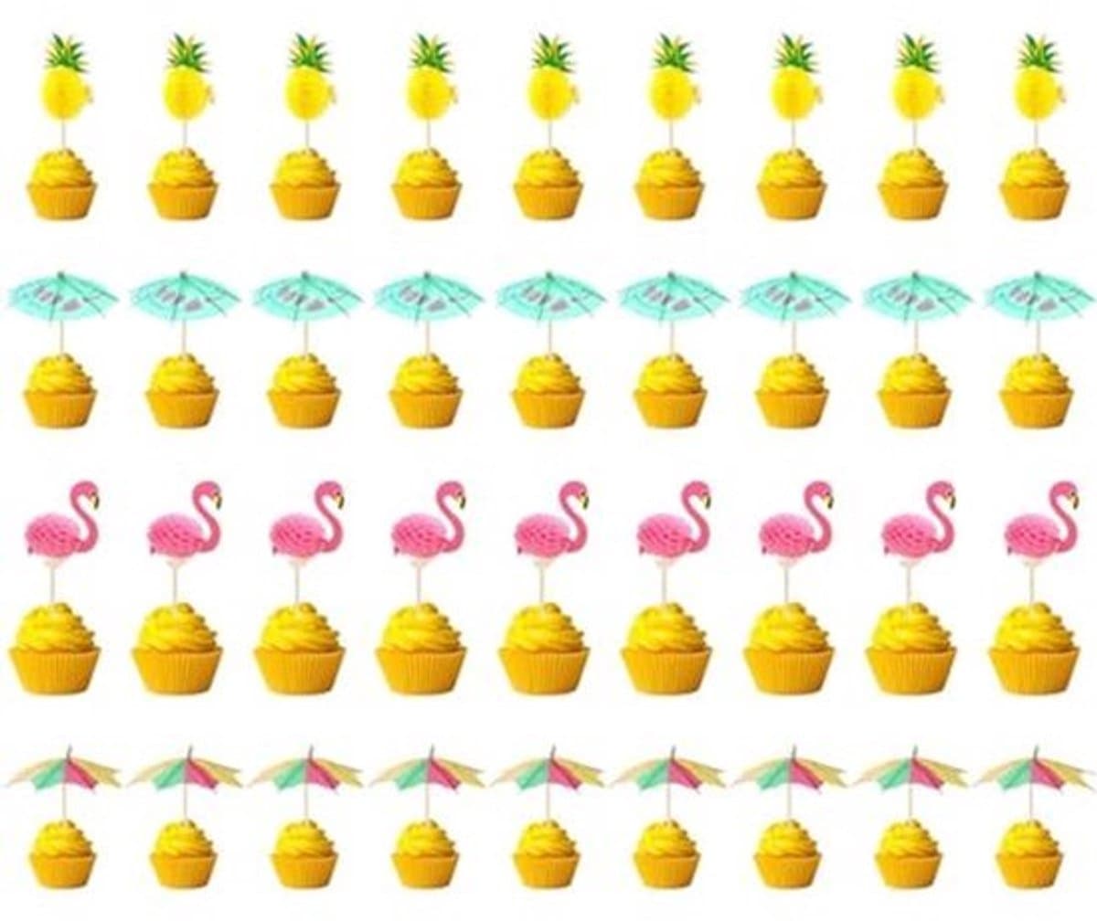 36 Stuks Fruitspiesjes - Flamingo en Ananas Design - Inclusief Decoratieve Parasolletjes