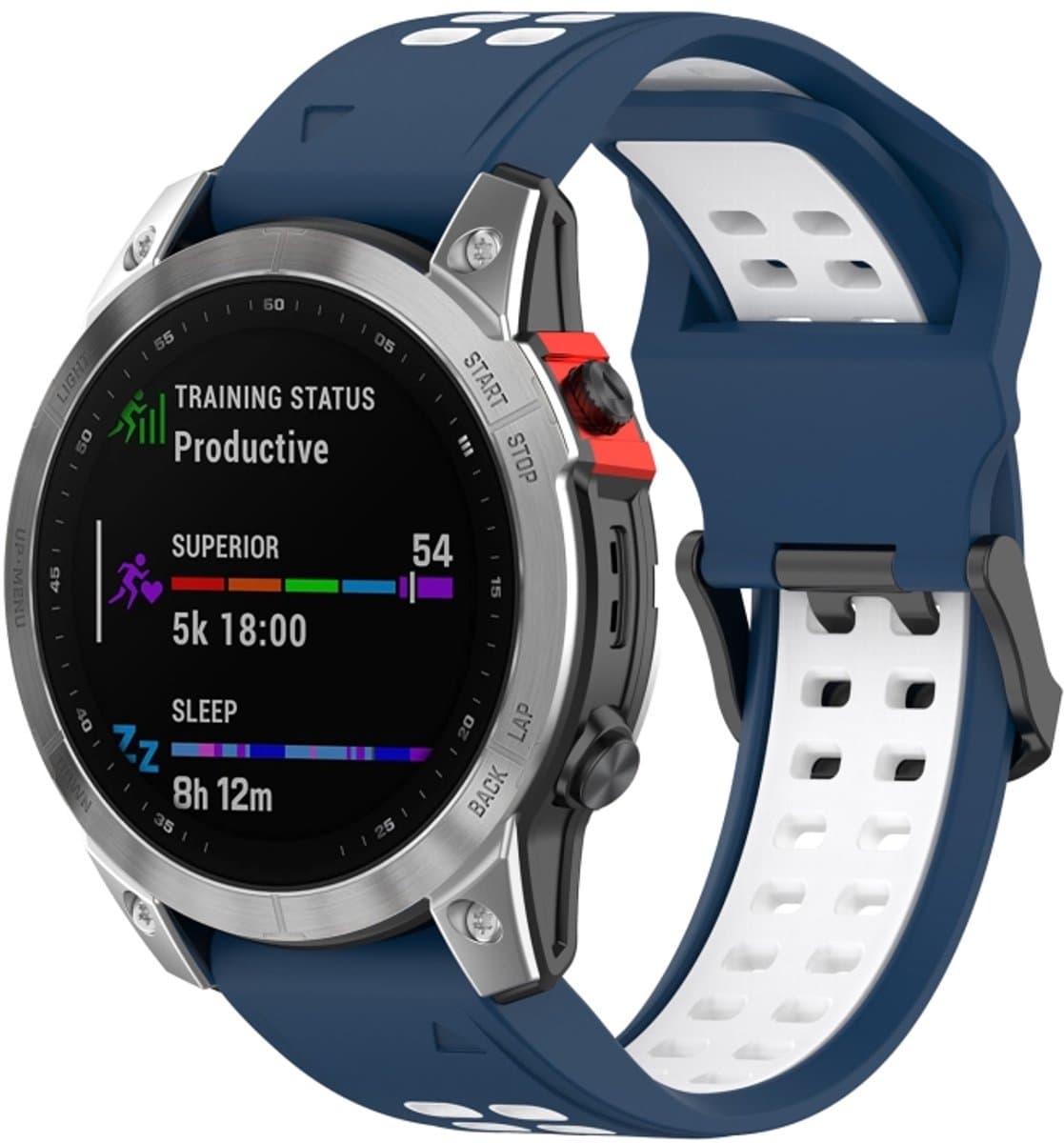 Voor Garmin Enduro/Coros Vertix 2 26mm Quick Release Dubbele Rij Siliconen Horlogeband (Blauw Wit)