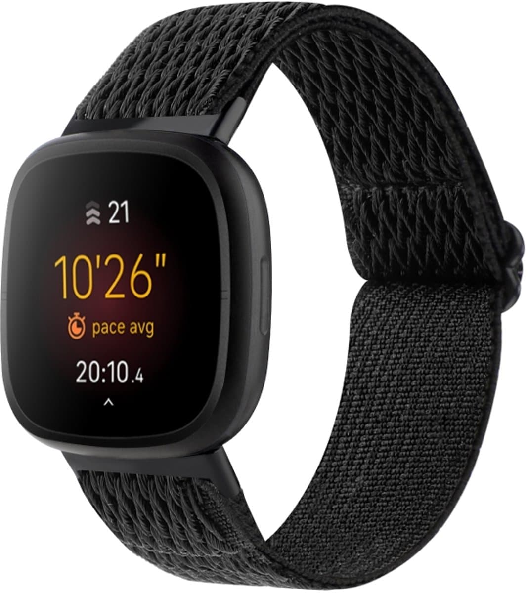 Voor Fitbit Versa 4 / Sense 2 Universal Wave Nylon horlogeband (zwart)