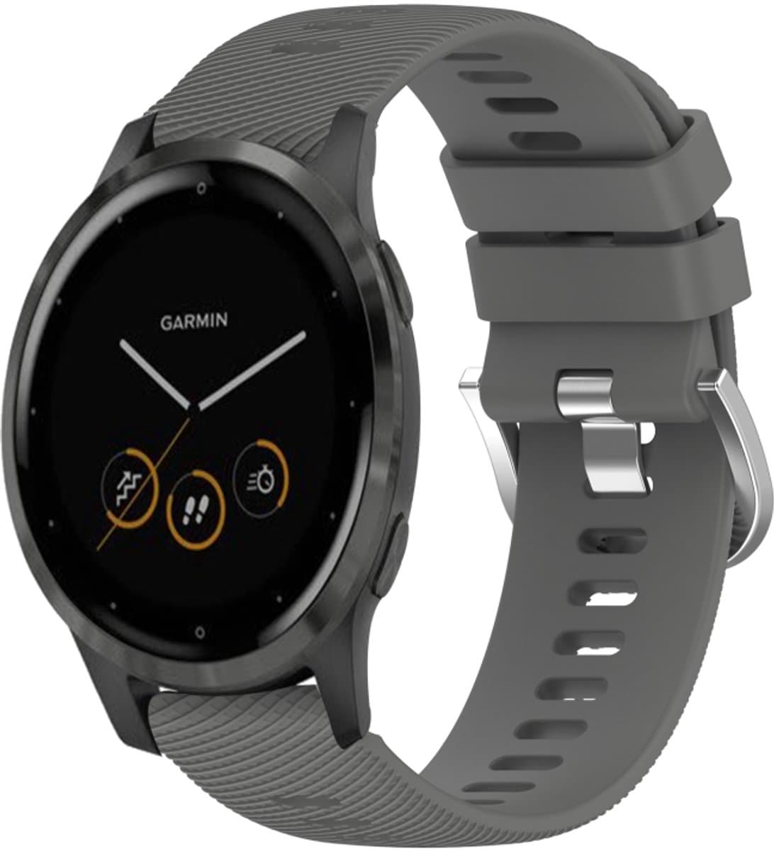Voor Garmin Vivoactive 4S 18 mm siliconen horlogeband in effen kleur (donkergrijs)