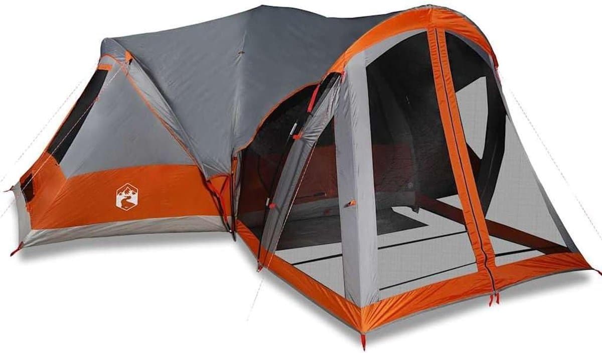 Familietent Tipi - Campingtent Kampeertent - Kamperen Buitenleven - Waterdicht Verzegelde Naden - 8 Personen 490cm - Grijs Oranje