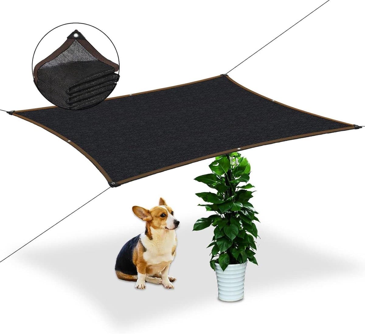 Zonneluifel Rechthoekig - Schaduwdoek Tuin - Terras Beschermen - 70% Zonwering - 6x9m - Zwart