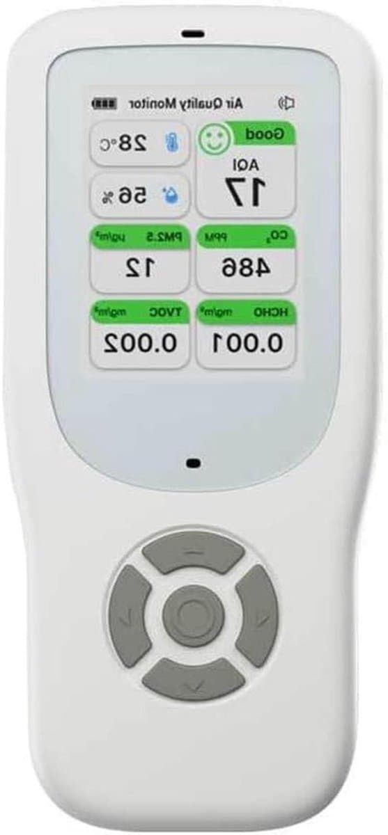 Luchtkwaliteit Monitor - Luchtkwaliteitstester - Binnenlucht Meten - 9 Indexen Meten - 8x17x3 cm - Wit