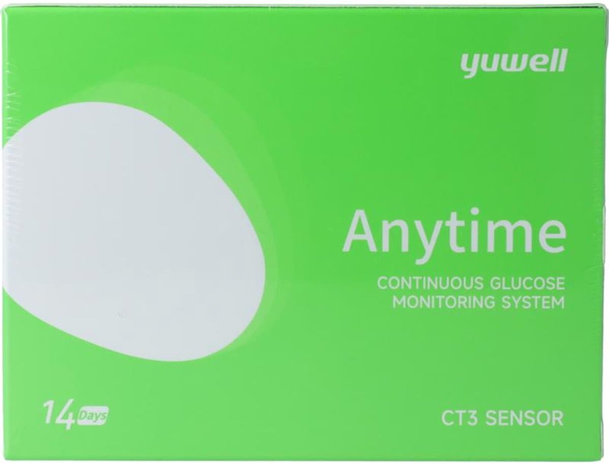 Yuwell - Anytime - CT3 Sensor - 14 dagen - Continuous Glucose Monitoring System - 1 exemplaar