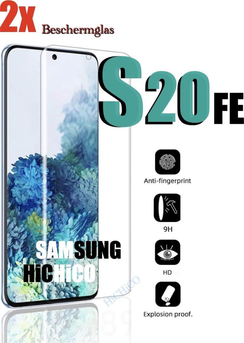 2pcs Samsung Galaxy S20 FE Screenprotector Glas, Tempered Glass, Glass, Beschermglas, Samsung Galaxy S20 FE Screenprotector Glas, Samsung S20 FE Screen Protector - Screenprotector Samsung S20 FE, Glazen bescherming 2.5D 9H 0.3mm - HiCHiCO