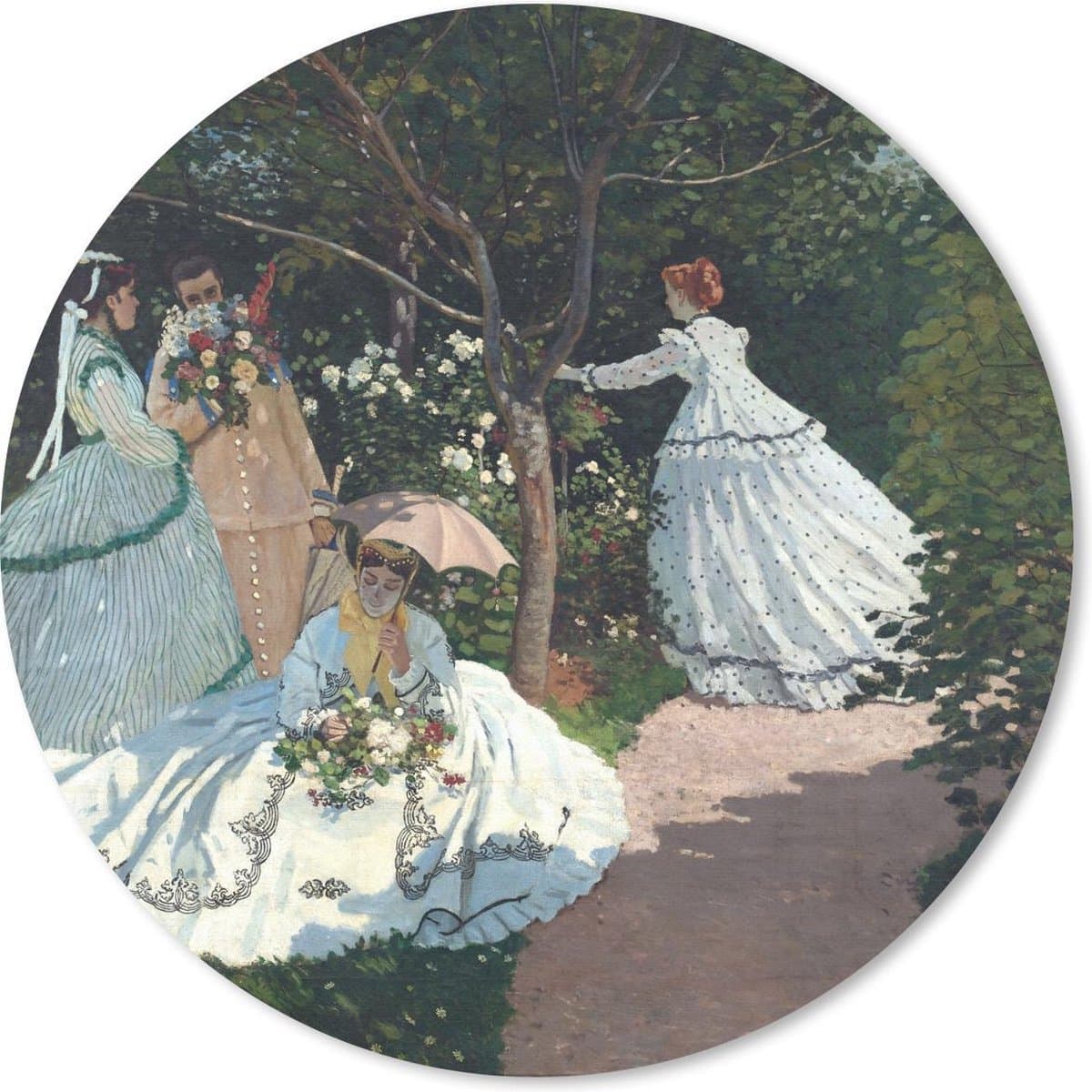 Muismat rond 50x50 cm - Mousepad Vrouwen in de tuin - Claude Monet - Ronde muismatten