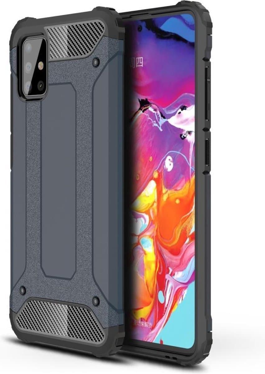 Schokbestendig Heavy Duty Hoesje Geschikt voor: Samsung Galaxy A73 5G Shock Proof Hybride - Back Cover - Dual Layer Armor Case - Extra Stevig - Blauw