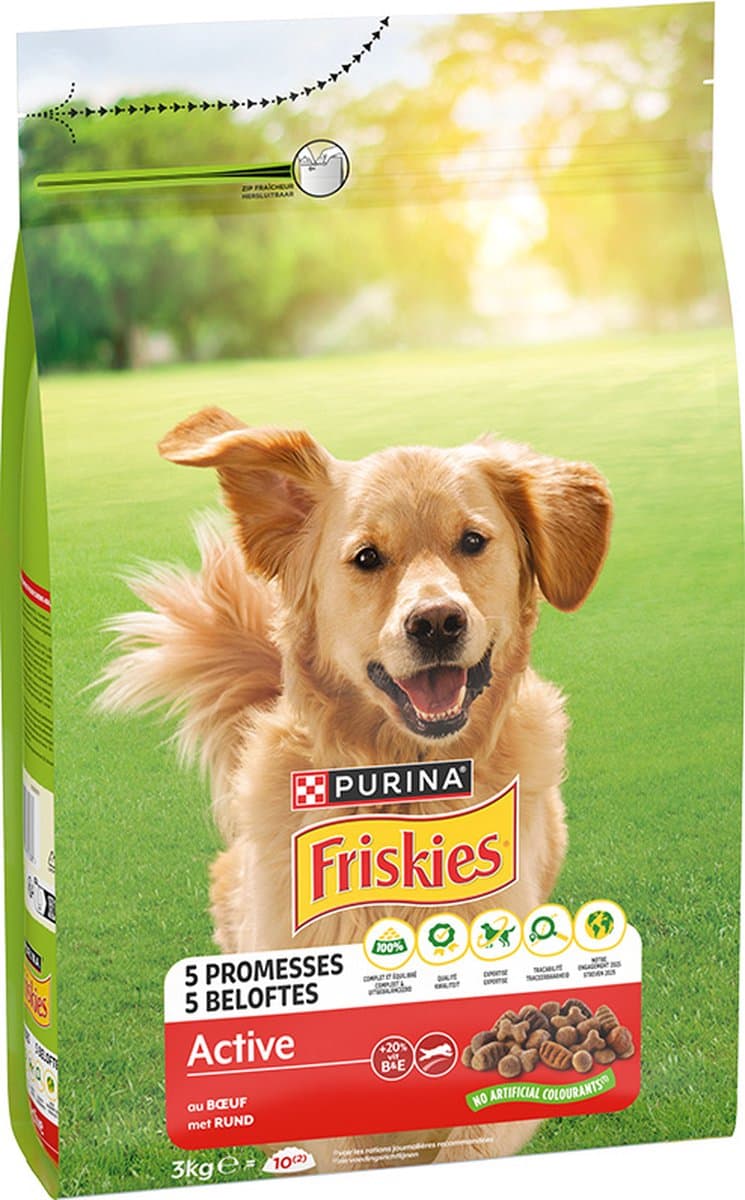 Friskies Active droogvoer voor honden - met de smaak rund - 3000g