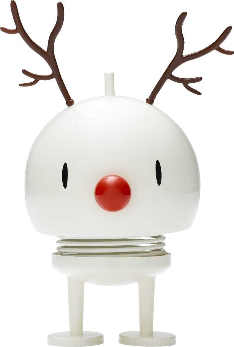 Hoptimist Rendier Bumble Beeld - M - Wit - Kerstdecoratie en Kerstversiering voor Woonkamer of Kantoor - Leuke Kerst Cadeau Idee voor Familie, Vrienden of als Kleine Verrassing
