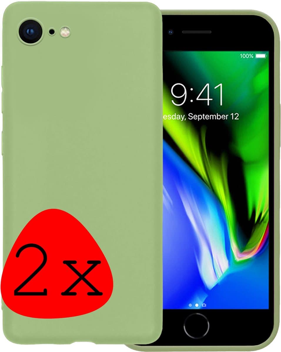 Hoesje 2 Stuks - Geschikt voor Apple iPhone SE (2020) - Sterk & Shockproof - Case Siliconen - Back Cover - Telefoon Hoes - Groen