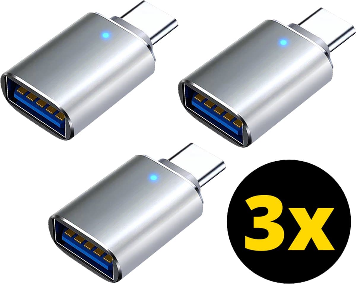 ThunderGold 3x USB C naar USB A Adapter - USB C naar USB Adapter - USB C naar USB A Converter - USB C naar USB A Female - Zilver