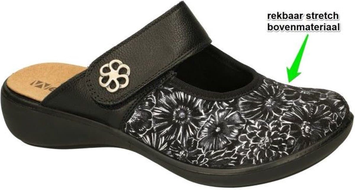 Westland -Dames - zwart - pantoffels - maat 37